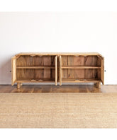 The Gileteen Handmade Solid Mango Wood Rattan Media TV Unit